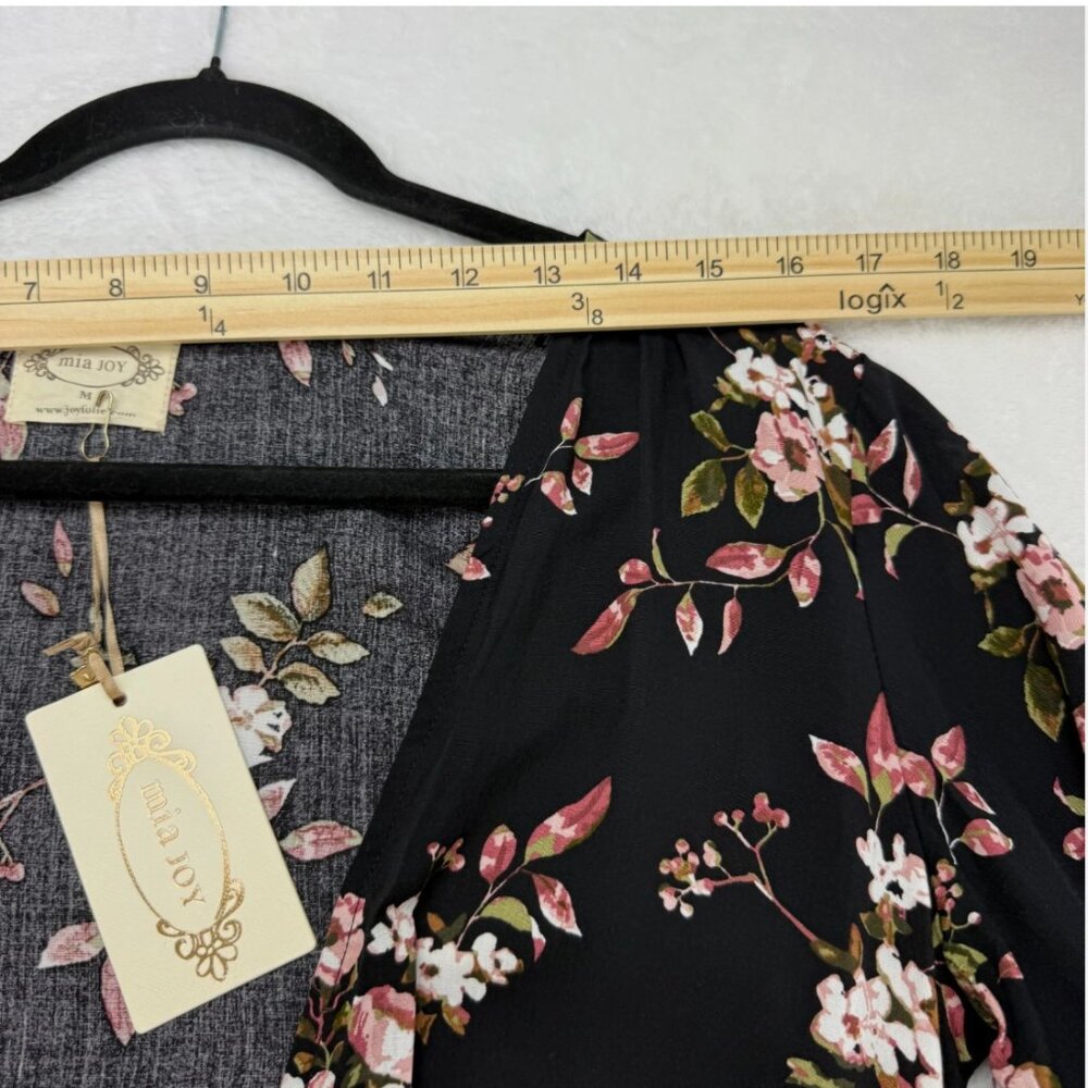 Mia Joy Joyfolie Kathleen Black Floral Duster Long Top‎ Festival Boho Feminine - Picture 14 of 15